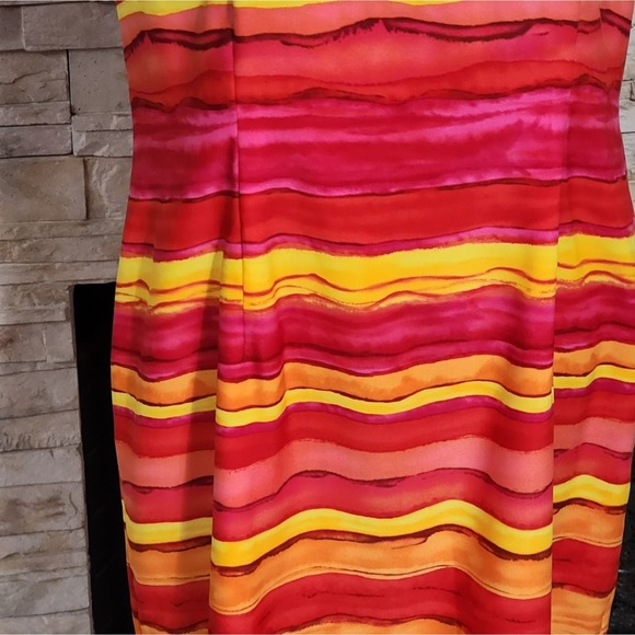 Jessica‎ Howard vintage y2k striped sunrise midi sheath dress plus size 16 - Picture 3 of 6